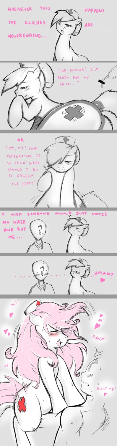 anon bestiality blush bodily_fluids cold-blooded-twilight comic cowgirl_position cutie_mark dialogue duo e621 earth_pony english_text equid equine female female_on_human female_on_top female_penetrated feral feral_penetrated flirting friendship_is_magic from_front_position hair_down half-closed_eyes happy happy_sex hasbro heart_symbol hi_res horse human human_on_feral human_penetrating human_penetrating_feral interspecies male male/female male_on_bottom male_on_feral male_penetrating male_penetrating_female mammal monochrome my_little_pony narrowed_eyes nurse_redheart_(mlp) on_bottom on_top open_mouth penetration pony quadruped saliva sex smile straddling sweat tail text yelling