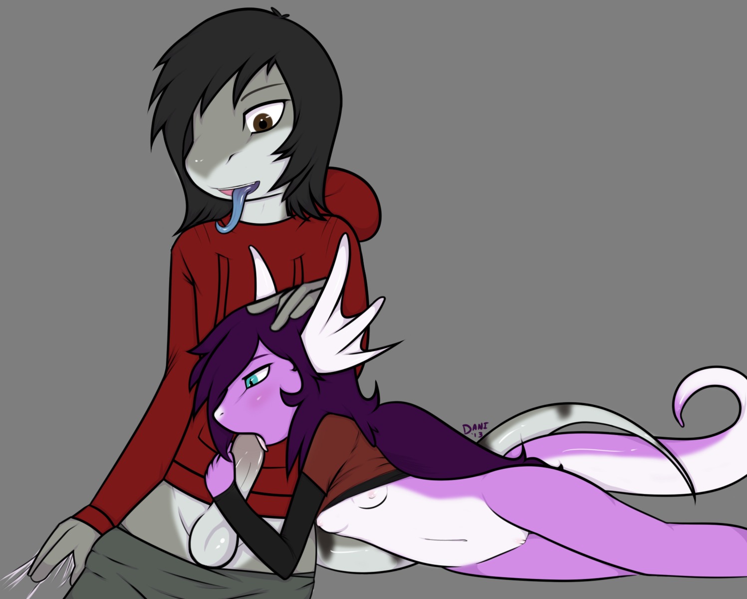 2013 alpha_channel alternate_color anthro anthrofied balls black_hair blue-tongued_skink blue_eyes blue_tongue blush bottomless breasts brown_eyes clothed clothing dani_(daniruu) daniruu dragon dratini duo e621 erection fellatio female female_penetrated freako_(freakorama) frill_(anatomy) generation_1_pokemon genitals hair head_crest head_frill hi_res hoodie lizard long_hair long_tail long_tongue male male/female male_penetrating male_penetrating_female membrane_(anatomy) membranous_frill mythological_creature mythological_scalie mythology nintendo nipples non-mammal_balls non-mammal_breasts non-mammal_nipples oral oral_penetration penetration penile penis pokemon pokemon_(species) pokemorph purple_body purple_hair purple_skin reptile scalie sex shiny_pokemon shirt short_hair skink slim small_breasts snake tail tongue topwear vulva