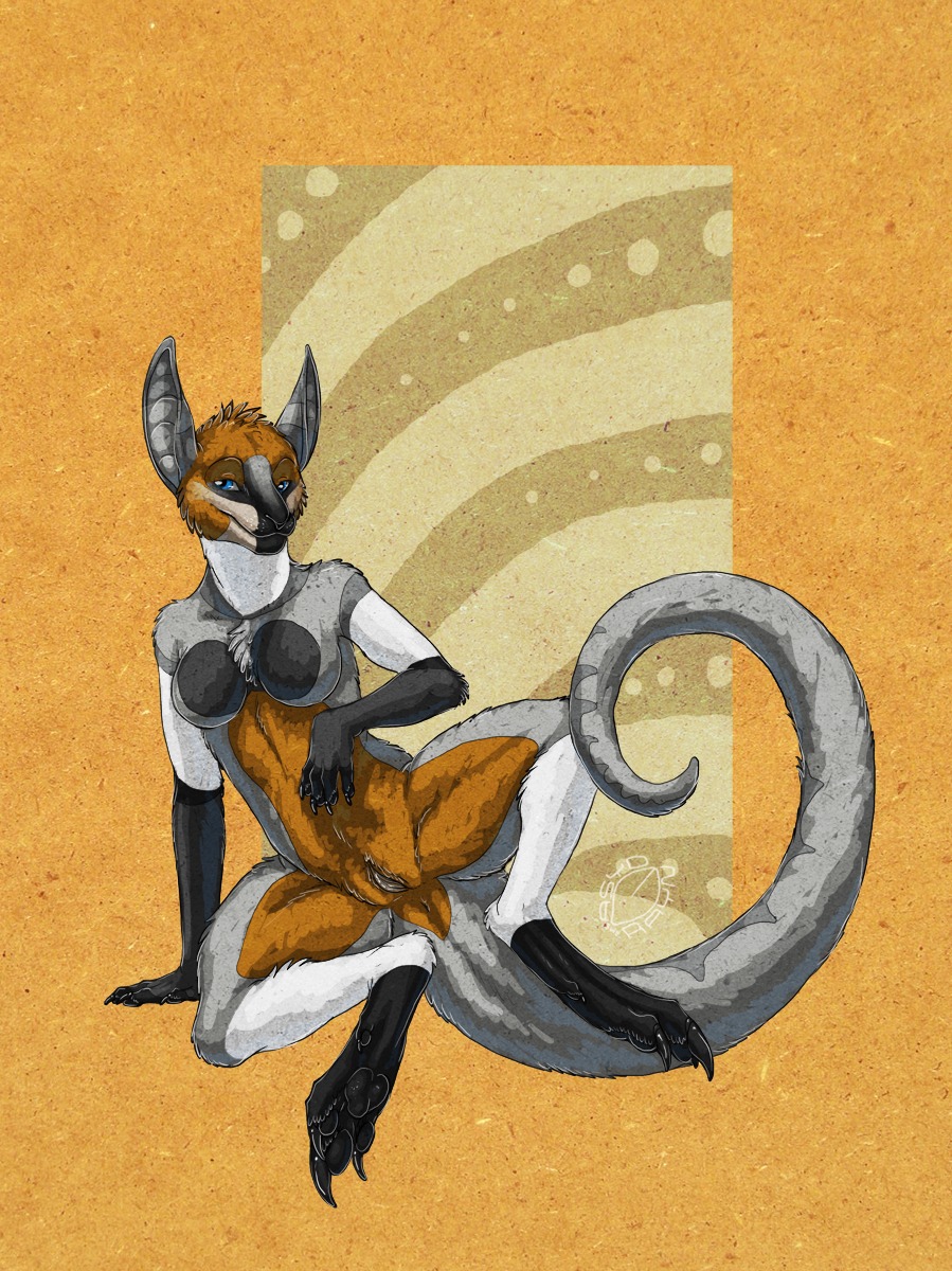 acidapluvia anthro anus claws e621 female fur genitals hi_res hybrid kangaroo looking_at_viewer macropod mammal marsupial nude pinup pose solo tail vulva