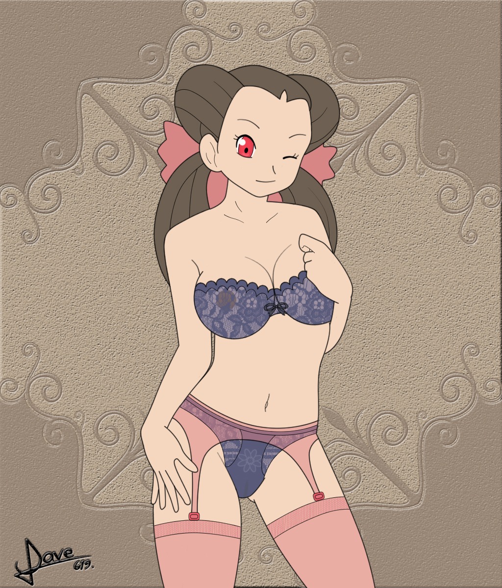 00s 1girls breasts brown_hair clothes color dave619 female female_only front_view gym_leader hairbow human human_only light-skinned_female light_skin long_hair nintendo pokemon pokemon_rse red_eyes roxanne_(pokemon) roxanne_(pokemon_rse) rule34 solo standing tied_hair twintails wink