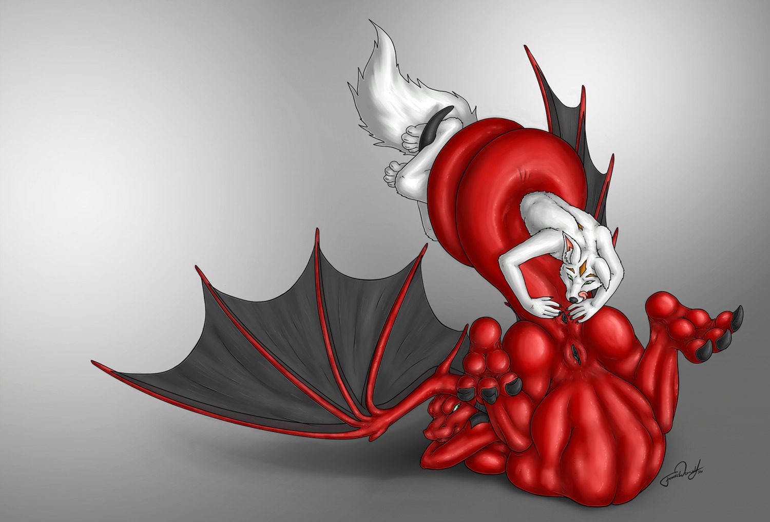3_toes 4_toes anal anal_penetration anal_vore anthro anus ass_up belly big_belly breasts butt canid canine canis claws dragon drena duo e621 feet female female_penetrated forceswerwolf fur genitals green_eyes hi_res hindpaw hybrid licking licking_lips looking_back male male/female male_penetrating male_penetrating_female mammal membrane_(anatomy) membranous_wings mythological_creature mythological_scalie mythology nude overweight paws penetration perineum raised_tail red_body red_scales same_size_vore scales scalie self_lick sex spread_anus spreading swiftayama tail toe_claws toes tongue tongue_out vore vulva white_body white_fur wings wolf
