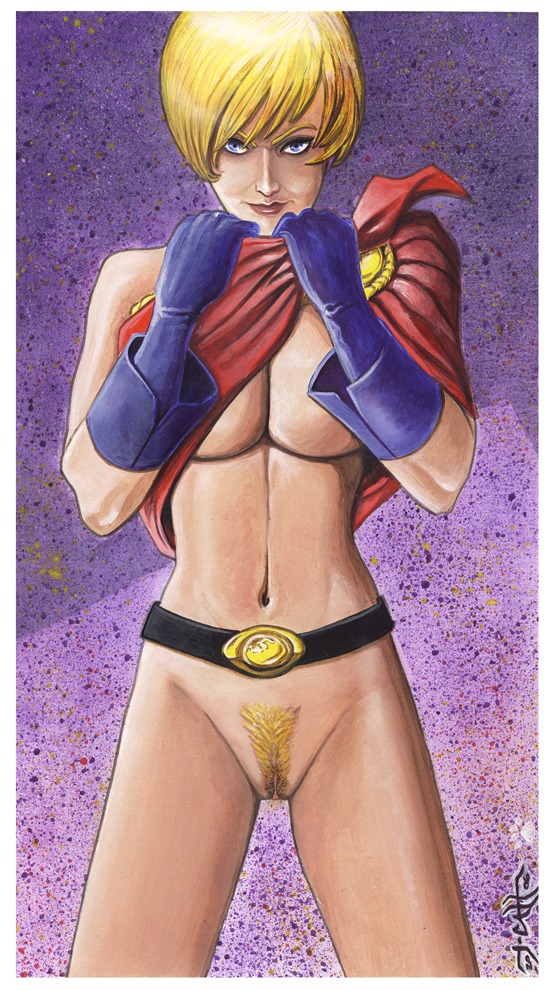 1girls 2006 athletic big_breasts blonde_hair blue_eyes bottomless breasts busty cape cleavage dc dc_comics eyeliner female female_focus female_only gloves kara_zor-l karen_starr large_breasts mascara navel pinup power_girl pubic_hair pussy rule34 solo standing superman_(series) tcatt underboob vagina