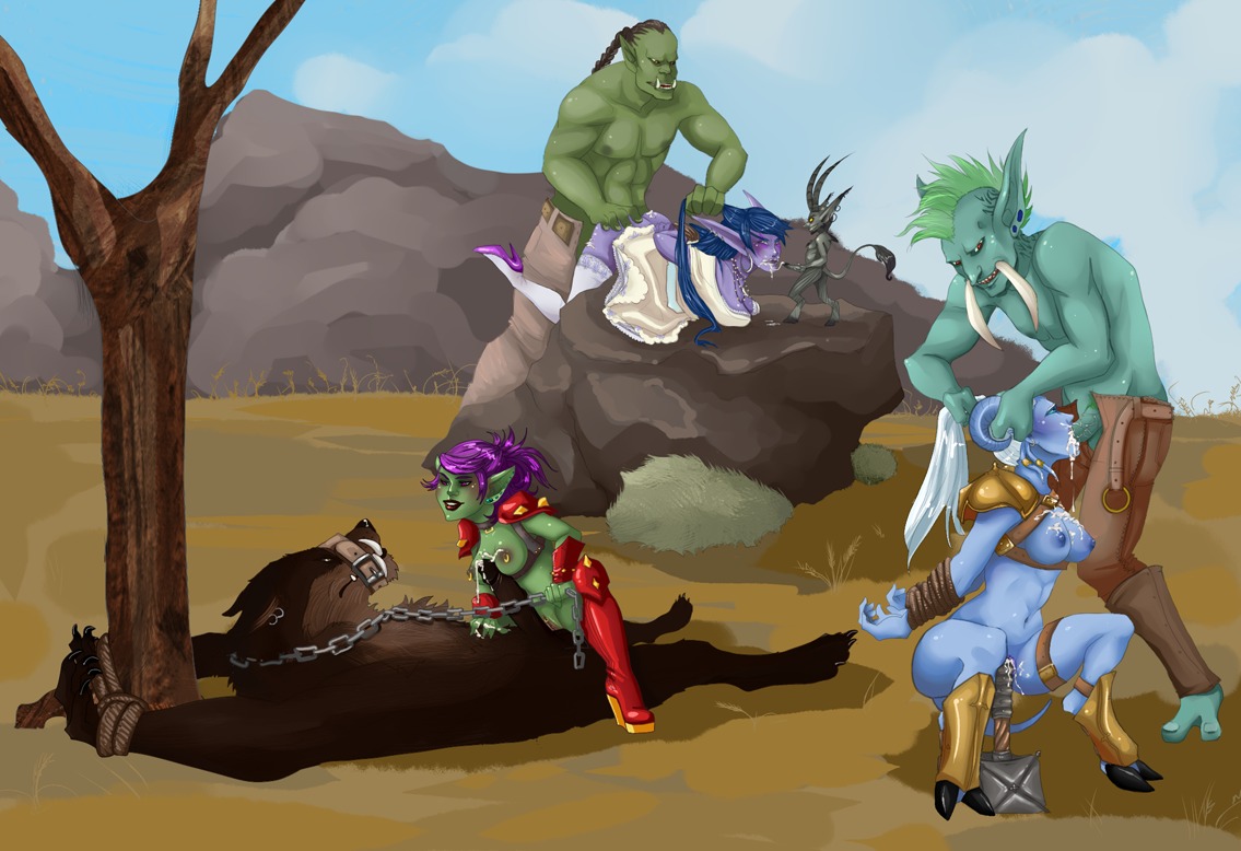 3girls 4boys bound breasts captured cum cum_in_mouth cum_on_breasts draenei facial fellatio female forced_oral four_on_three goblin goblin_female hair_pull humanoid imp interspecies jinxii larger_female larger_male male night_elf nipples oral paizuri penis pussy rape restrained reverse_rape rule34 sex_toy size_difference smaller_female smaller_male straight thejinxess troll troll_(warcraft) warcraft worgen world_of_warcraft