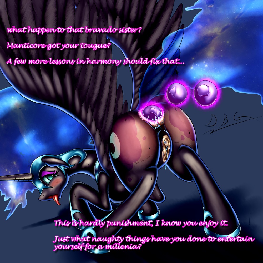 1:1 anal anal_beads anal_penetration anus beads blush cutie_mark da_goddamn_batguy dialogue e621 english_text equid equine feathered_wings feathers female female/female feral friendship_is_magic genitals hasbro horn implied_incest mammal my_little_pony mythological_creature mythological_equine mythology nightmare_moon_(mlp) penetration princess_celestia_(mlp) quadruped sex sex_toy solo stated_incest text vulva winged_unicorn wings