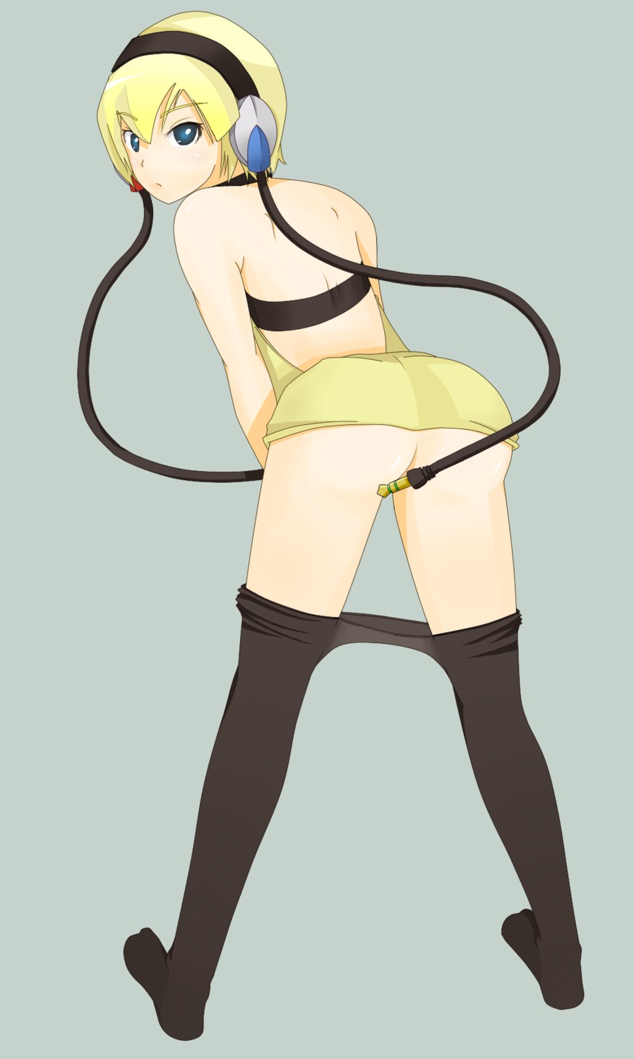 back_view bad_id blonde_hair clothing color elesa_(pokemon) elesa_(pokemon_bw) female female_only gym_leader hair human human_only looking_back nintendo pokemon pokemon_bw rule34 short_hair solo standing