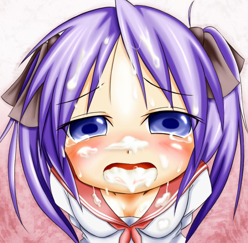 cum cum_in_mouth cum_on_face cum_on_hair female kagami_hiiragi lucky_star rule34 tagme