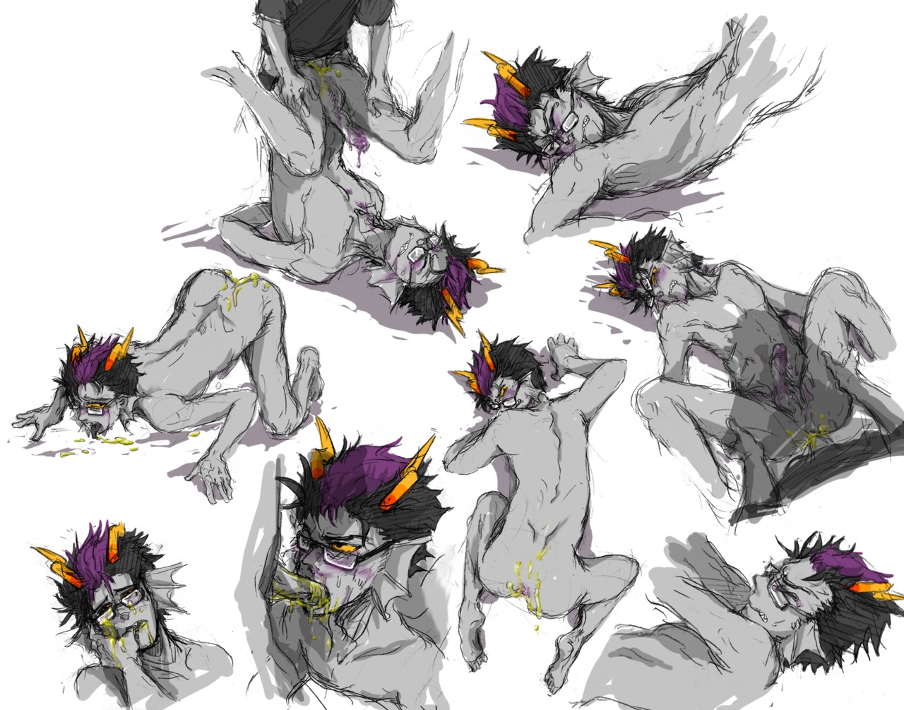2boys anal artist_request ass balls black_hair closed_eyes clothing cum cum_in_ass cum_on_face diphallia diphallism dubious_consent eridan_ampora fins gay glasses glasses_askew grey_skin homestuck horns male male_only ms_paint_adventures multi_genitalia multi_penis naked open_mouth oral penis purple_highlights rule34 sharp_teeth short_hair sollux_captor source_request tongue tongue_out troll white_background yellow_eyes yellow_nails