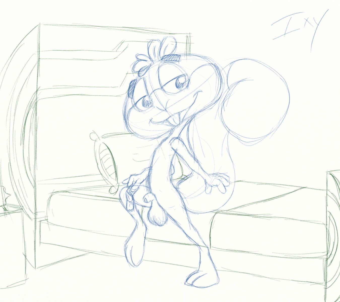 1boy bed bedroom indoors ixbalam male male_only rule34 scaredy_squirrel scaredy_squirrel_(character) solo tagme