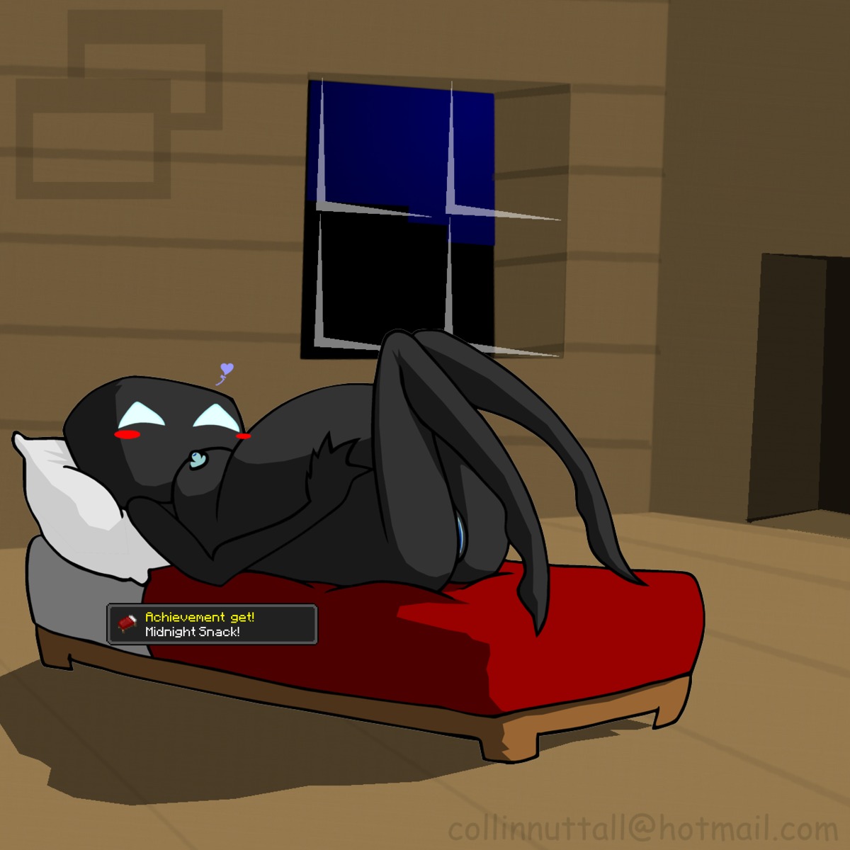 1girls 2d achievement_unlocked anthro anthro_female anthro_only black_body digestion enderman enderwoman female female_only gameplay_mechanics minecraft no_pupils nude nude_female rule34 slushy solo tagme vore