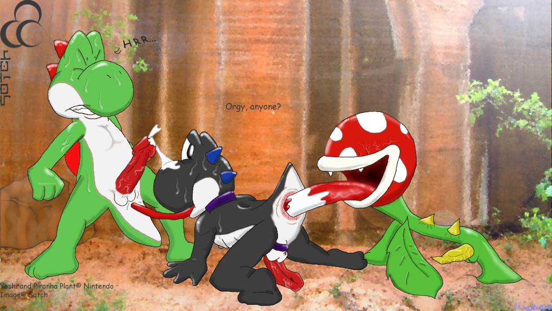 color dendrophilia extreme_anal_penetration extreme_anilingus interspecies male male/male male/male/male male_only mario_(series) multiple_males nintendo piranha_plant plant_monster rule34 satch smooth_skin tentacle_tongue thorns very_long_tongue yaoi yoshi