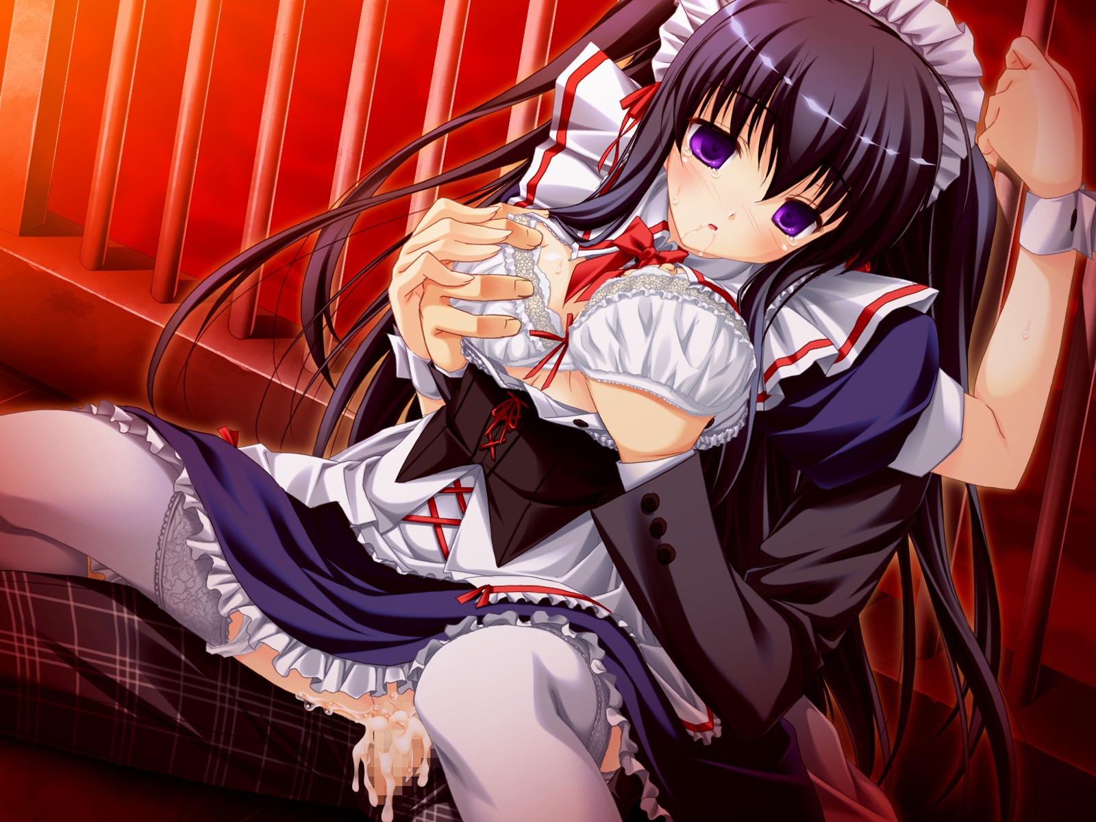 artist_request bloody_rondo blush bra breast_grab breasts broken_rape_victim censored character_request clothed_sex cum cum_inside empty_eyes female game_cg groping high_resolution kamizu_sayaka lace lace-trimmed_bra lace-trimmed_thighhighs lingerie maid maid_headdress male penis rule34 sakaki_maki saliva source_request tear thighhighs underwear white_legwear