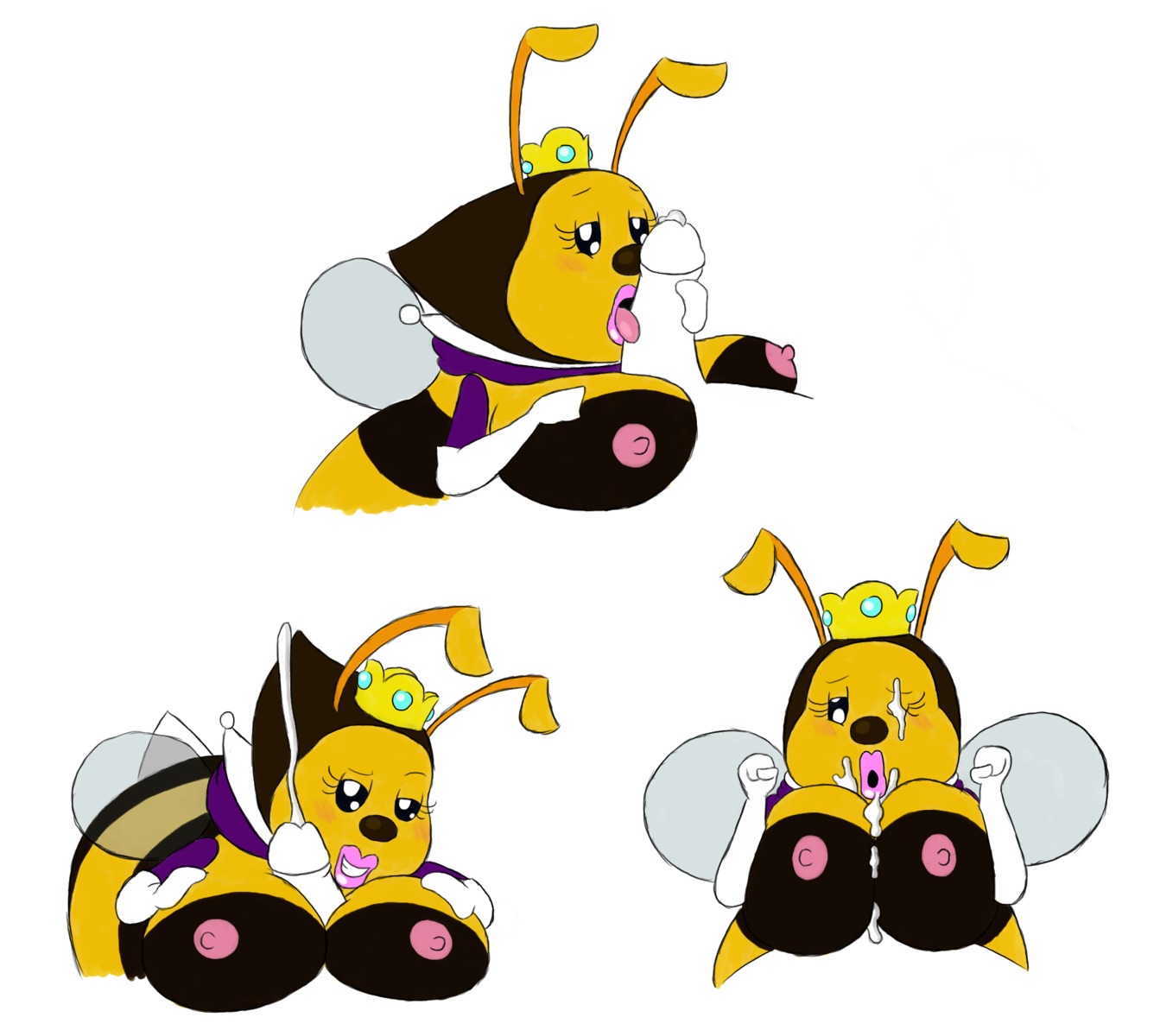 2012 arthropod bee big_breasts blush bodily_fluids breast_play breasts cum cum_on_breasts cum_on_face disembodied_penis duo e621 erection fellatio female female_focus genital_fluids genitals hi_res honey_queen human humanoid_genitalia humanoid_penis hymenopteran insect interspecies licking lips male male/female mammal mario_bros nintendo nipples oral penile penis penis_lick pink_nipples queen_bee sex simple_background solo_focus super_mario_galaxy thick_lips timoteihiv titfuck tongue tongue_out white_background