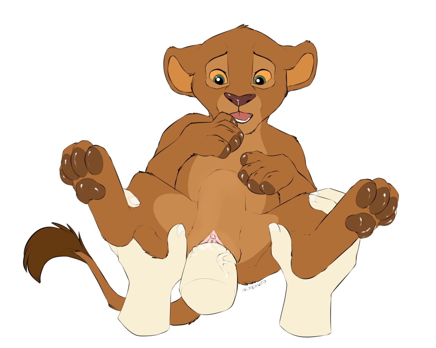 4_toes 5:4 abdominal_bulge bestiality brown_body brown_fur brown_nose clitoris digitigrade disembodied_hand disney dominant duo e621 erection faceless_character faceless_male feet felid female female_focus female_on_human female_penetrated feral feral_penetrated fur genitals green_eyes hi_res hindpaw human human_on_feral human_penetrating human_penetrating_feral incorgnito interspecies larger_dom larger_male lion lying male male/female male_on_feral male_penetrating male_penetrating_female mammal nala_(the_lion_king) open_mouth pantherine pawpads paws penetration penile penile_penetration penis penis_in_vagina quadruped sex simple_background size_difference smaller_female smaller_penetrated soles solo_focus the_lion_king toes tongue vaginal vaginal_penetration vulva white_background young young_feral