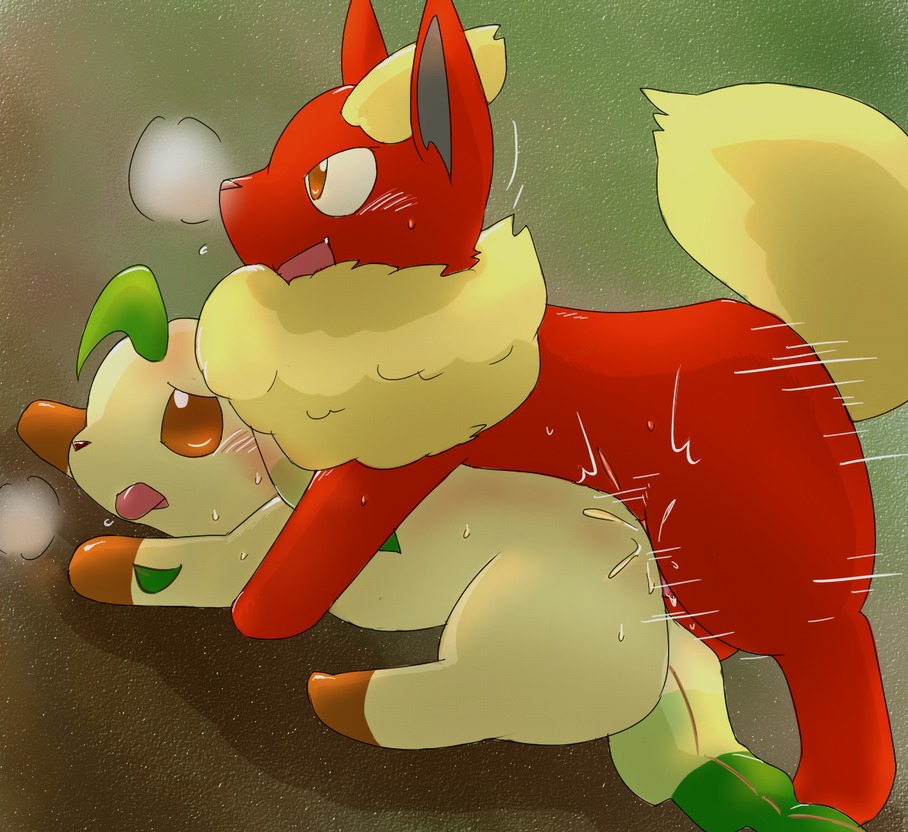 ambiguous_gender ambiguous_penetration blush canine chest_tuft color doggy_style eeveelution feral feral_on_feral feral_only flareon fur furry furry_ears furry_only interspecies leafeon male nintendo nude pokemon pokemon_(species) red_fur rule34 sex side_view simple_background tagme tail tail_tuft video_games zoophilia