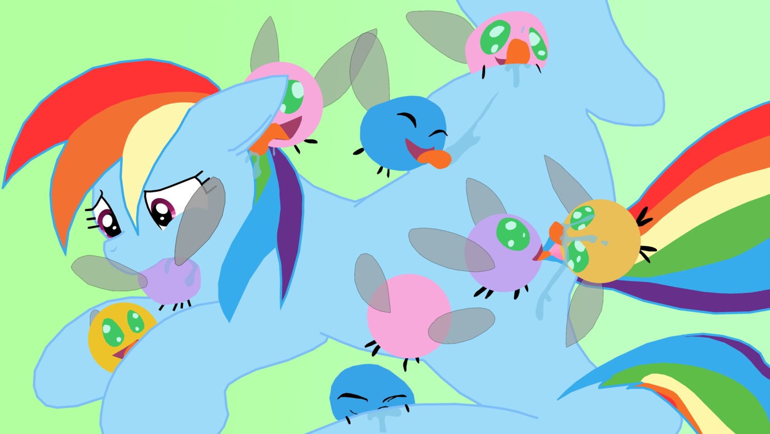 2012 absurd_res ambiguous_gender artist_collaboration blue_body blue_feathers blue_fur bodily_fluids cunnilingus damagics e621 equid equine eyes_closed feathered_wings feathers female feral friendship_is_magic fur gag gagged genitals green_background green_eyes group haiku_oezu hair hasbro hi_res licking mammal multicolored_hair my_little_pony mythological_creature mythological_equine mythology open_mouth oral orgasm parasprite_(mlp) pegasus purple_eyes quadruped rainbow_dash_(mlp) rainbow_hair saliva sex simple_background tail tongue tongue_out vaginal vulva wings