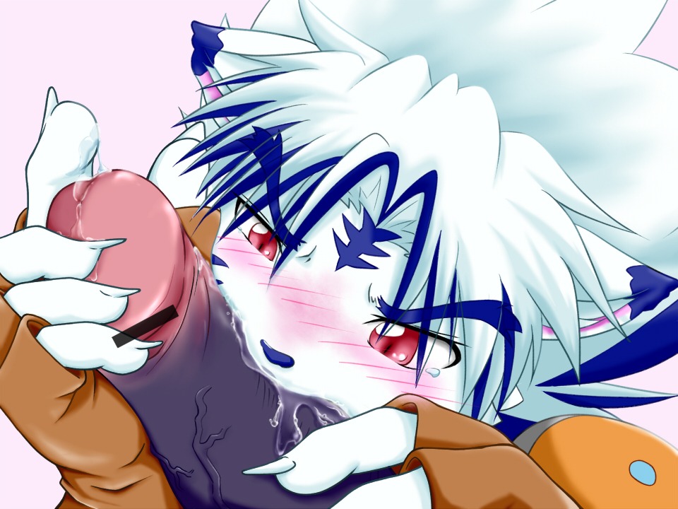 4:3 anthro bodily_fluids censored chirasgi clothing drooling duo e621 erection felid fellatio foreskin genital_fluids genitals gloves handwear kogenta_(onmyou_taisenki) licking male male/male male_penetrated male_penetrating male_penetrating_male mammal onmyou_taisenki oral pantherine penetration penile penis precum red_eyes retracted_foreskin saliva sex sideways_oral tiger tongue tongue_out vein