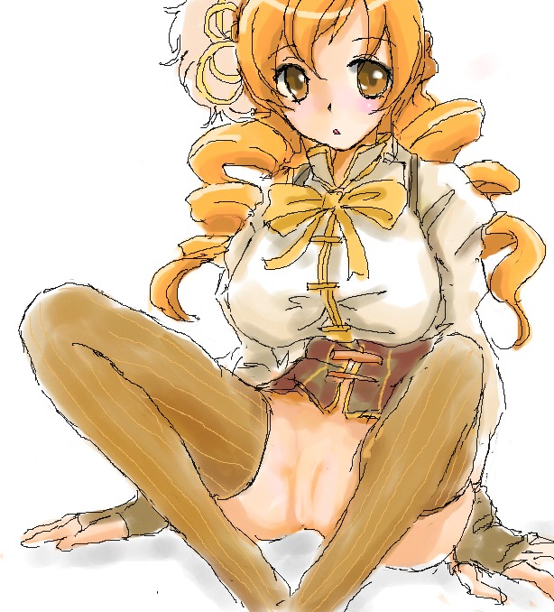 10s 2011 artist_request female human human_only looking_at_viewer mahou_shoujo_madoka_magica pussy rule34 tagme tomoe_mami vagina