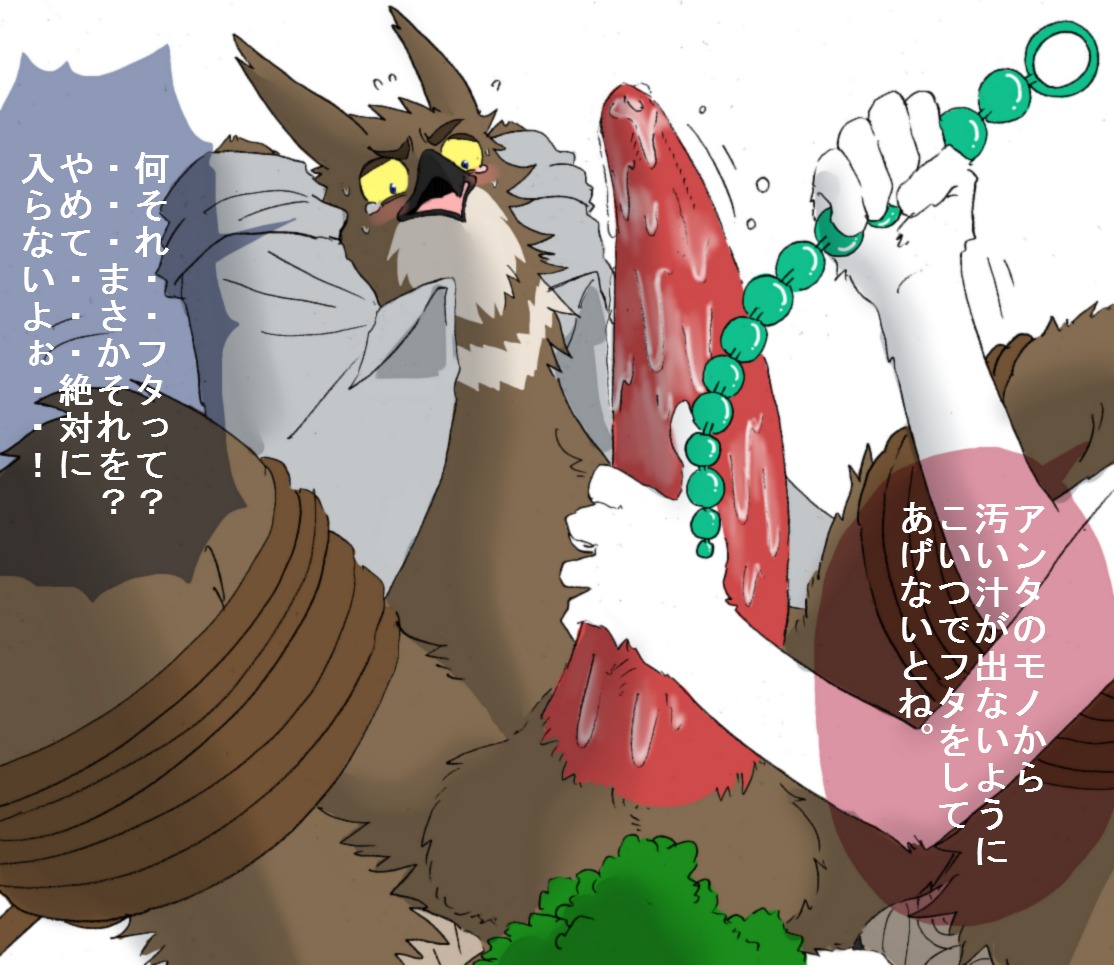 anal anal_penetration anthro avian balls bdsm beak bird blue_eyes blush bodily_fluids bondage bound claws crying cum duo e621 erection genital_fluids genitals japanese_text male open_mouth penetration penis rope sex_toy simple_background solo_focus sounding_beads sweat tapering_penis tears text translation_request unknown_artist urethral urethral_penetration white_background yellow_eyes
