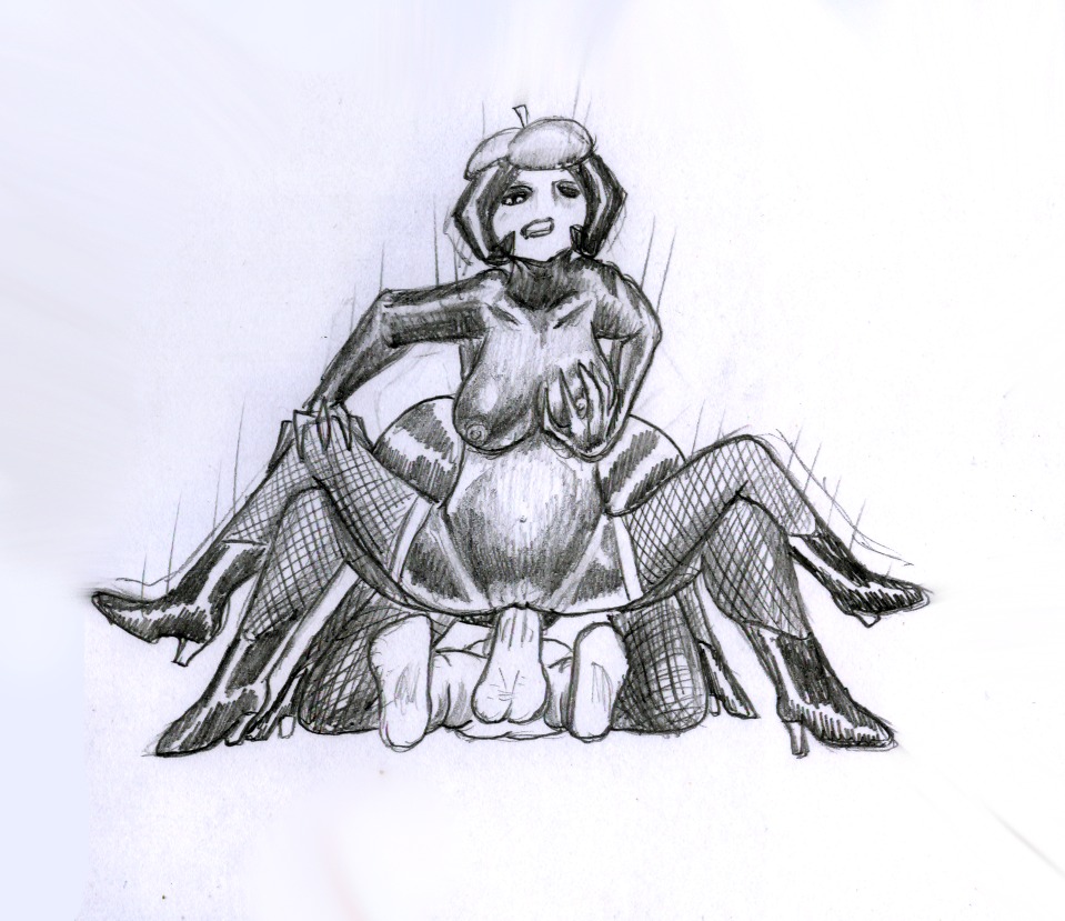 1boy 1girls breasts female human interspecies james_and_the_giant_peach larger_female male miss_spider monochrome penis pussy rule34 sex size_difference sketch smaller_male source_request spider