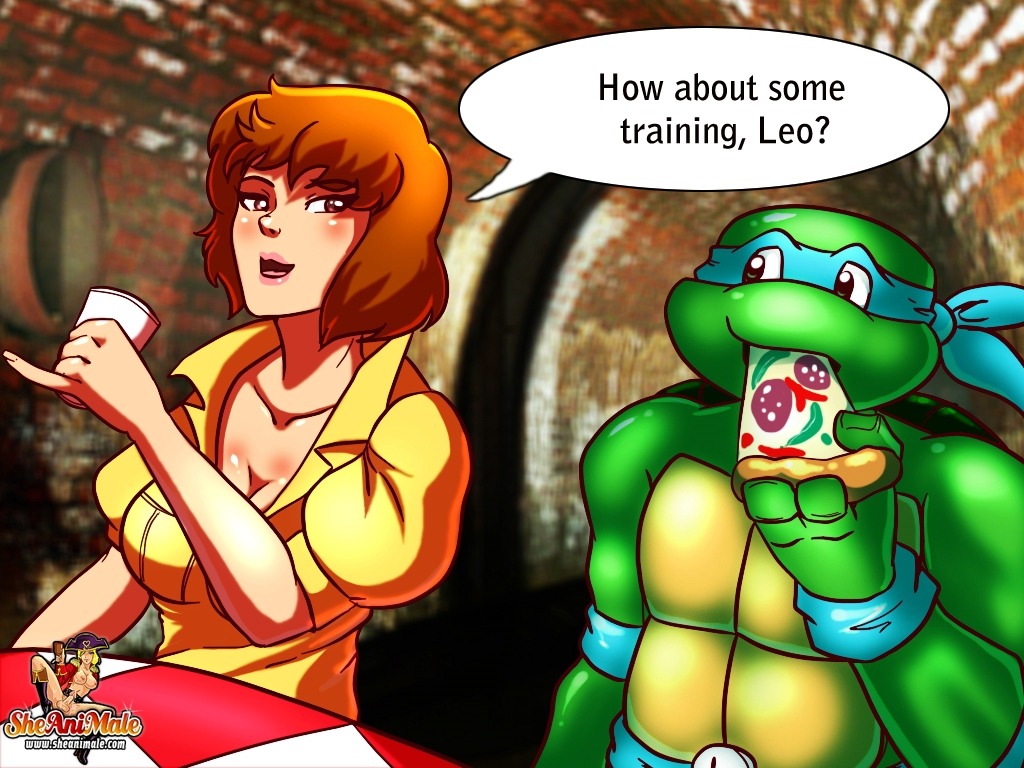 april_o'neil april_o'neil_(tmnt_1987) female human leonardo male rule34 sheanimale teenage_mutant_ninja_turtles tmnt_1987