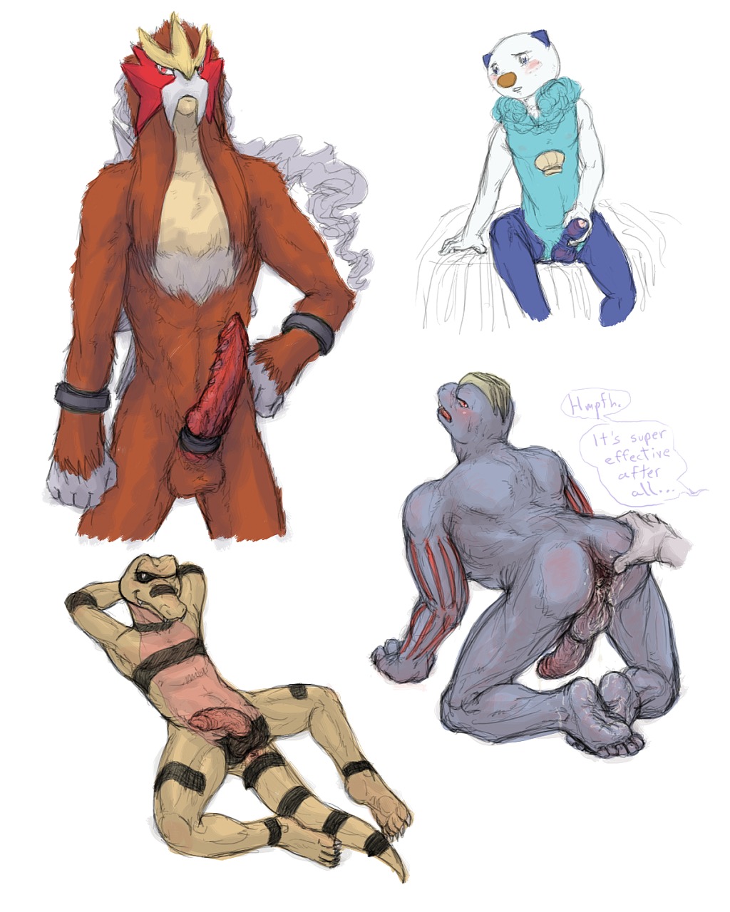 animal_genitalia anthro barbed_penis entei furry krokorok machoke male male_only monster oshawott penis pokemon pokemon_(species) rule34 scalie