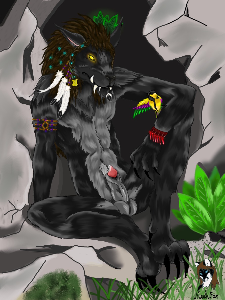 animal_genitalia anthro balls blizzard_entertainment canid claws e621 genitals male mammal nucahfox nude penis penis_tip sheath solo tribal warcraft werecanid werecreature worgen