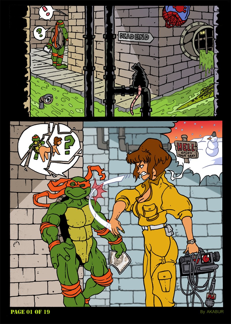 akabur anthro april_o'neil comic dialogue digital_media_(artwork) duo_focus e621 female fight group human male mammal marvel mask michelangelo_(tmnt) pictographics rejection reptile scalie sewer speech_bubble spider-man_(character) spider-man_(series) teenage_mutant_ninja_turtles teenage_mutant_ninja_turtles_(1987) turtle western_comics_(style)