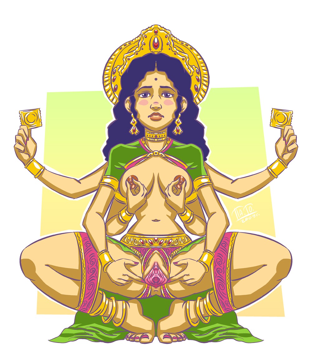 1girls 4_arms areola artist_request bindi blush breasts brown_skin condoms deity embarrassed female hindu_mythology hinduism lakshmi lakshmi_(hinduism) lips multi_arm multi_limb mythology nipples pago presenting public_domain pussy rule34 rule_63 shakti small_breasts solo spread_legs spread_pussy spreading squatting thick_lips vagina