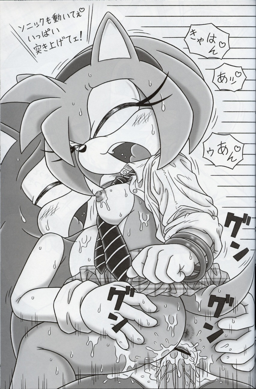 amy_rose anthro anthro_on_anthro blush bodily_fluids breasts censor_bar censored clothed clothing duo e621 erection eulipotyphlan eyes_closed female female_penetrated from_front_position furry_bomb genitals greyscale heart_symbol hedgehog hi_res ineffective_censorship japanese_text karate_akabon male male/female male_penetrating male_penetrating_female mammal mastery_position monochrome mostly_nude nipples open_mouth partially_clothed penetration penile penile_penetration penis penis_in_vagina sega sex sonic_the_hedgehog sonic_the_hedgehog_(series) sweat text translated vaginal vaginal_penetration vein veiny_penis