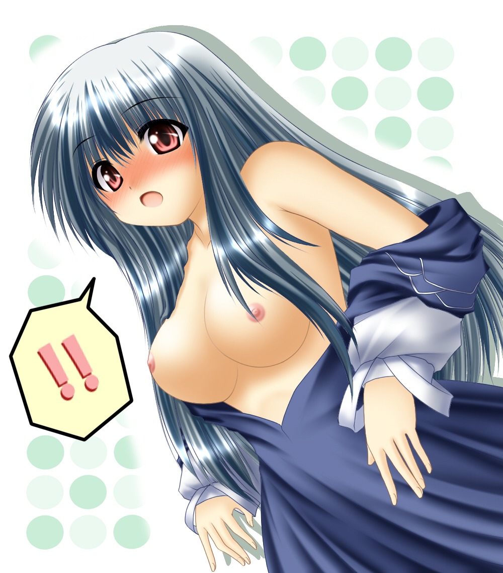 1girls blue_hair breasts female kagura_chitose keine_kamishirasawa long_hair nipples nude rule34 solo touhou