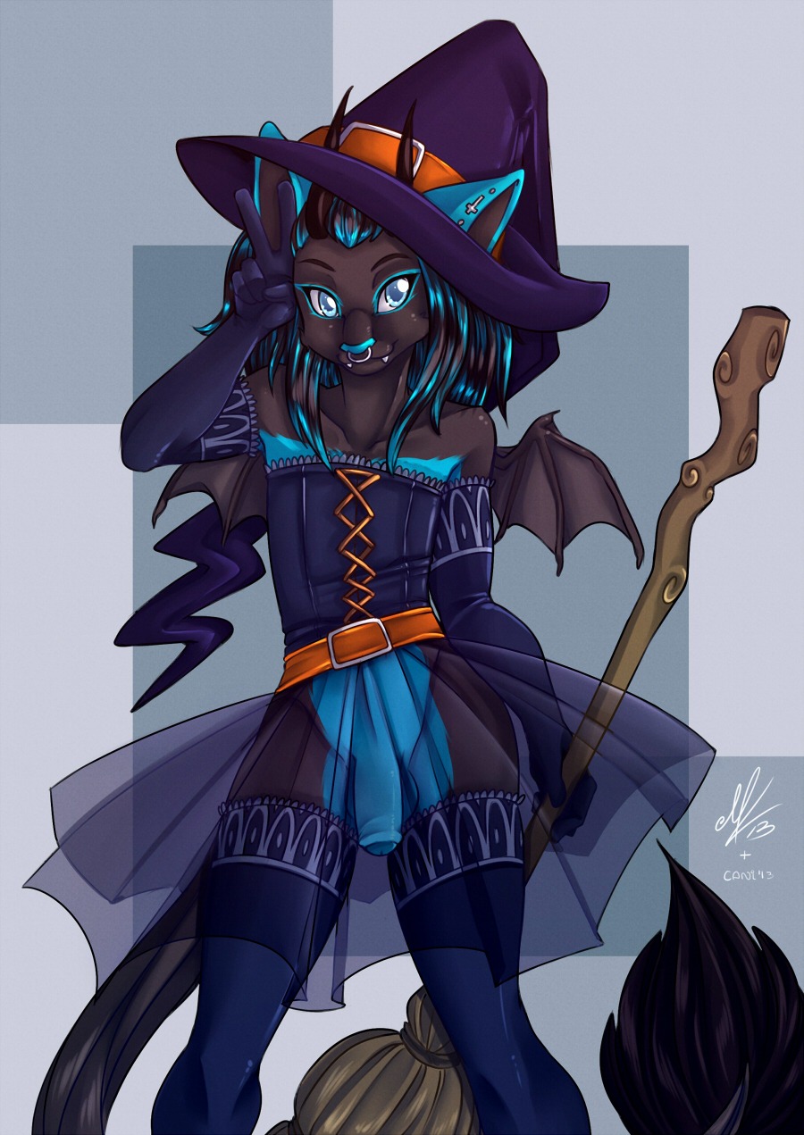 alternative_fashion anthro armwear balls bat_wings blue_eyes blue_nose blue_penis bottomless bottomwear broom canid canine caninelove canis cleaning_tool clothed clothing corset cosplay cosplay_lolita crossdressing demon digital_media_(artwork) dragon e621 ear_piercing elbow_gloves facial_piercing fangs femboy flaccid foreskin fur furgonomics furred_dragon furred_scalie genitals gloves goth gothic_lolita handwear hat headgear headwear hi_res horn humanoid_genitalia humanoid_penis hybrid ineffective_clothing j-fashion legwear lingerie lolita_(fashion) looking_at_viewer magic_user male mammal membrane_(anatomy) membranous_wings multicolored_body multicolored_fur mythological_creature mythological_scalie mythology nose_piercing nose_ring partially_retracted_foreskin penis piercing reverie_(dreamsinscareden) ring_piercing scalie septum_piercing shaded simple_background skirt solo stockings tail teeth topwear translucent translucent_clothing two_tone_body two_tone_fur wings witch witch_hat wolf