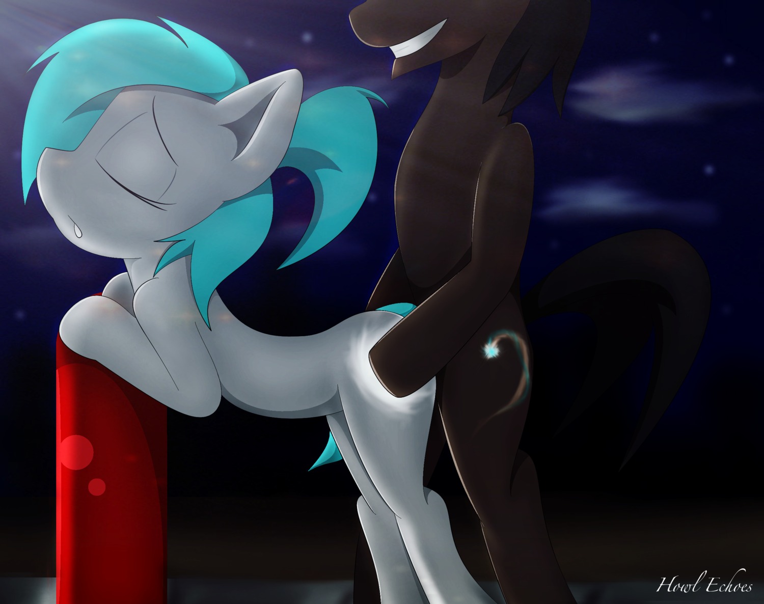 bent_over digital_media_(artwork) duo e621 equid equine fan_character female female_penetrated from_behind_position fur grey_body grey_fur hair hasbro hi_res horse howl_echoes male male/female male_penetrating male_penetrating_female mammal my_little_pony night penetration pony ponytail sex