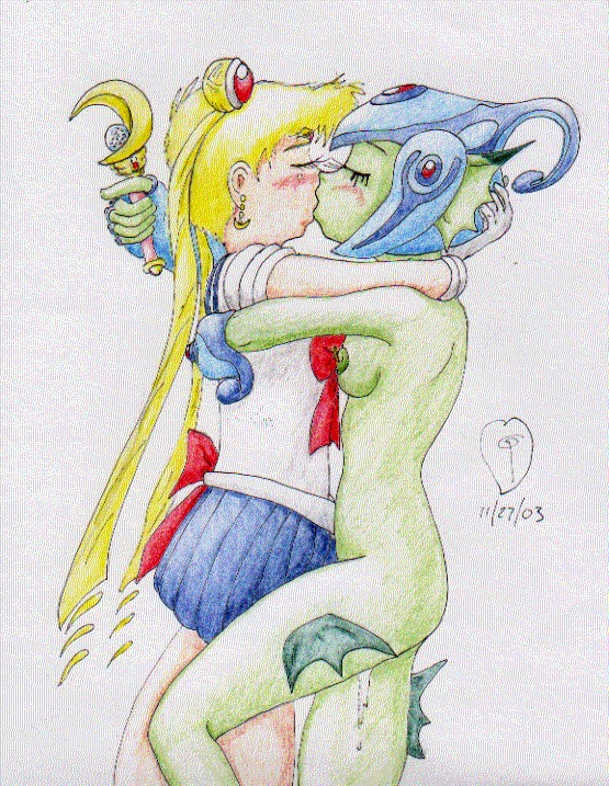 2003 2girls arms_around_neck artist_request bad_anatomy bare_legs bare_shoulders bishoujo_senshi_sailor_moon blue_gloves blue_skirt blush breast_press breasts closed_eyes clothed_female_nude_female clothing couple crossover dated digimon digimon_frontier earrings elbow_gloves female fingerless_gloves frog frog_girl frog_humanoid from_side gloves green_skin hair_bun helmet hug human interspecies jewelry kissing legs long_hair magic_wand magical_girl monster_girl multiple_females multiple_girls mutual_yuri nipples nude pleated_skirt pussy pussy_juice ranamon romantic rule34 sailor_moon short_sleeves sideboob skirt small_breasts standing twintails usagi_tsukino wand white_clothes white_gloves yuri