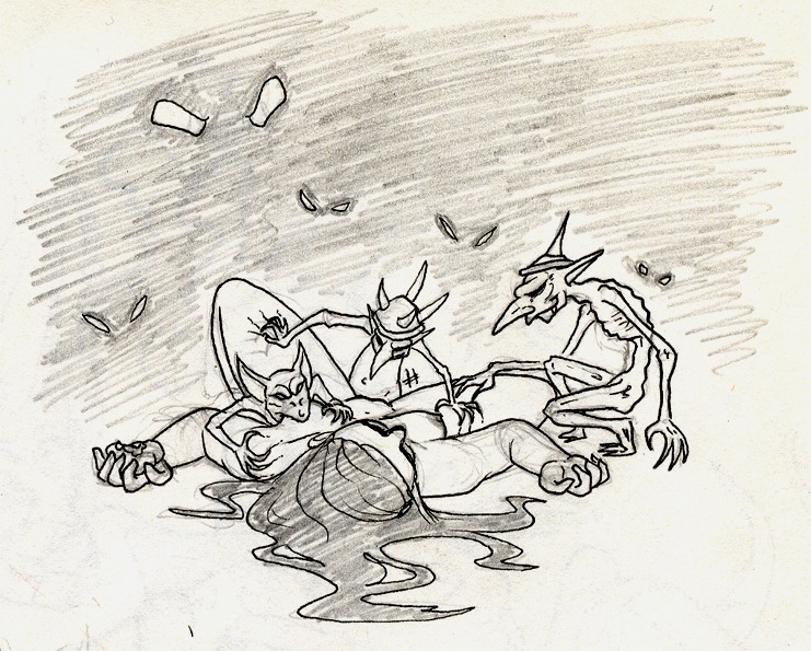 1girls 3boys breasts dontfapgirl female goblin goblin_male interspecies jennifer_connelly labyrinth labyrinth_(1986) male nipples nude rule34 sarah_williams sex sketch straight tagme