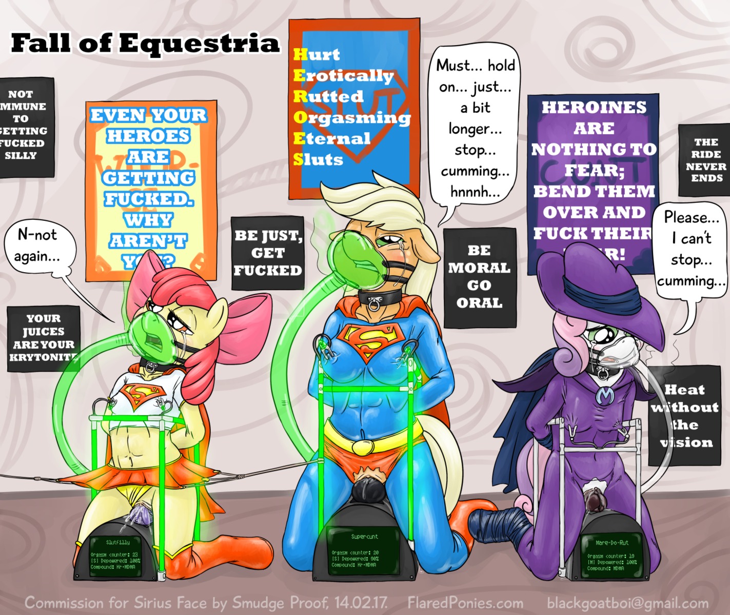 alternate_species anthro anthrofied apple_bloom_(mlp) applejack_(mlp) bdsm bodily_fluids bondage bound clothing collar cosplay costume crossover dc_comics digital_media_(artwork) dildo dildo_in_vagina dildo_insertion dildo_sitting e621 earth_pony electrostimulation english_text equid equine fall_of_equestria female forced forced_orgasm friendship_is_magic genital_fluids group hasbro hi_res horse kryptonite mammal mare_do_well_(mlp) my_little_pony nipple_clamp orgasm penetration ponification pony profanity sex_toy sex_toy_in_vagina sex_toy_insertion smudge_proof supergirl superhero superman sweetie_belle_(mlp) sybian tears text vaginal vaginal_fluids vaginal_penetration