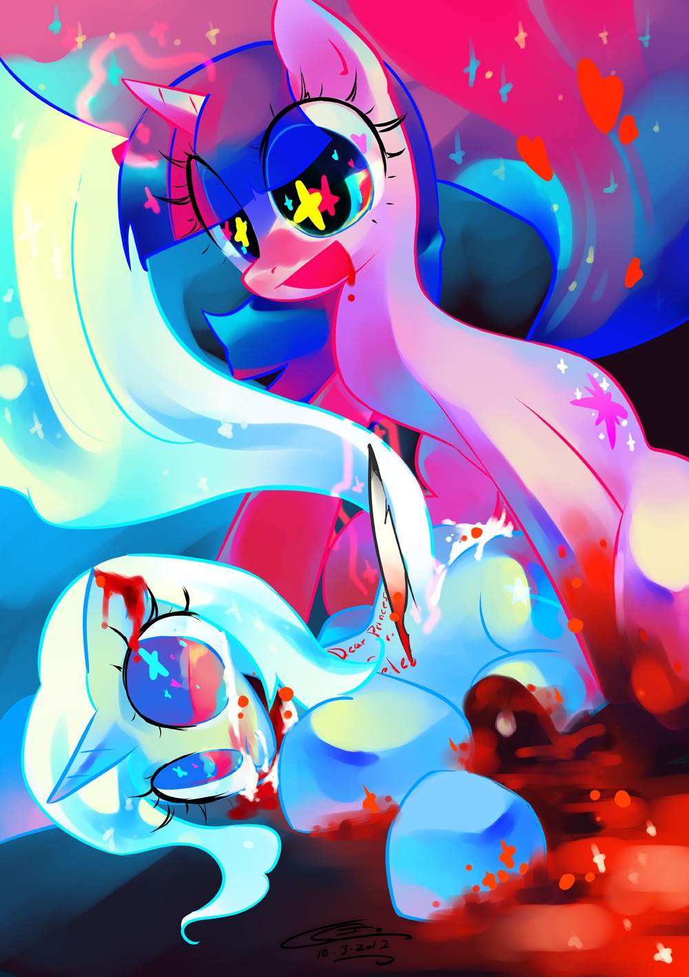 blood corpse dead equid equine female feral feral_on_feral feral_only friendship_is_magic futa_on_female futanari gore guro horse intersex iopichio my_little_pony pony rule34 smooth_skin trixie_(mlp) twilight_sparkle_(mlp) unicorn what