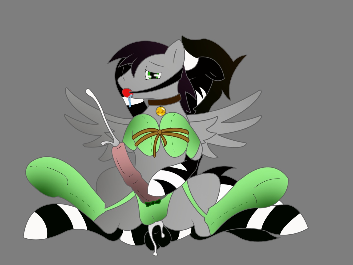 anal ass ball_gag black_and_white bondage cum equine feral frostbitten furry furry_only gag gay green grey horse lingerie male monochrome my_little_pony no_humans original_character pegasus penis pony rainbowspring rule34 smooth_skin socks wings