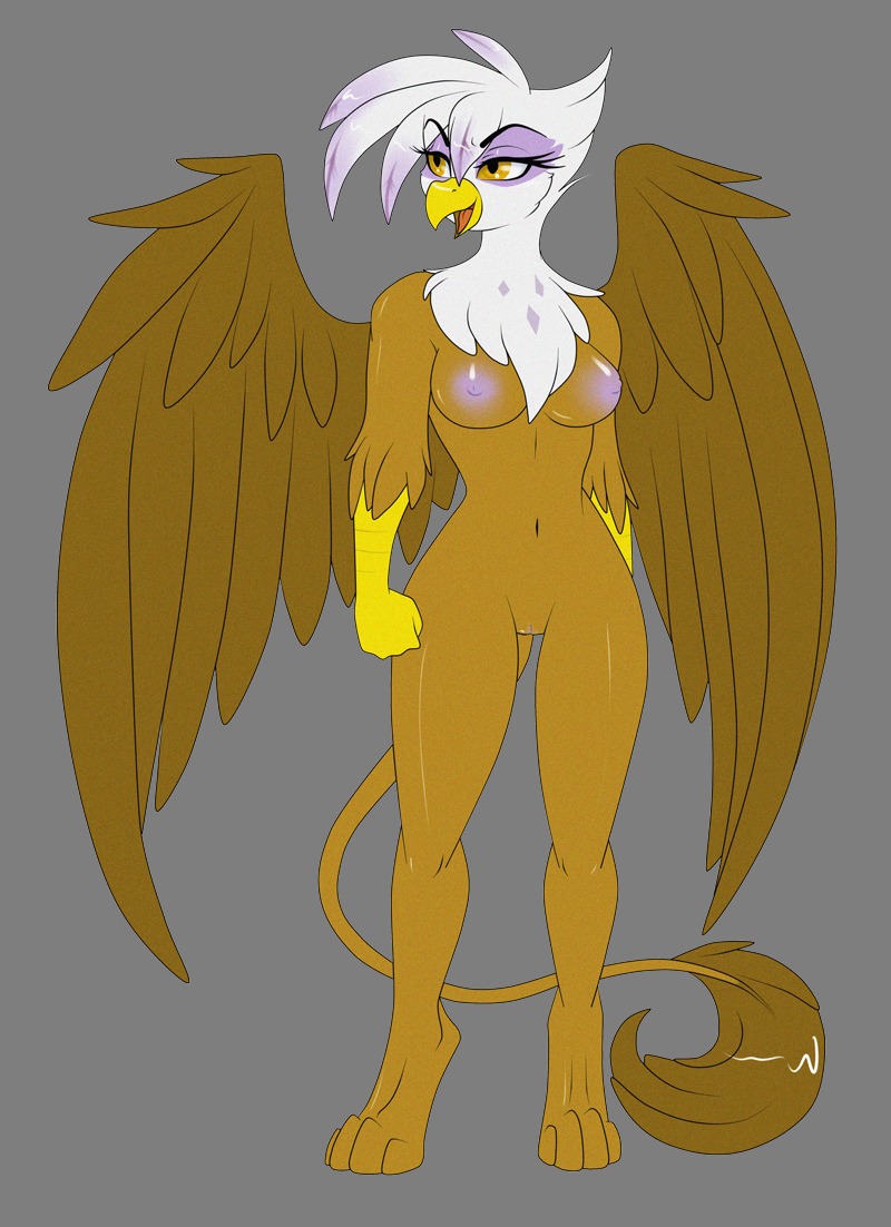 2013 alpha_channel anthro anthrofied avian beak biped breasts brown_body brown_feathers e621 feathered_wings feathers female friendship_is_magic genitals gilda_(mlp) gryphon hasbro milk-jug my_little_pony mythological_avian mythological_creature mythology navel nipples non-mammal_breasts non-mammal_nipples nude purple_body purple_feathers simple_background solo standing tail talon_hands transparent_background vulva white_body white_feathers wings yellow_eyes