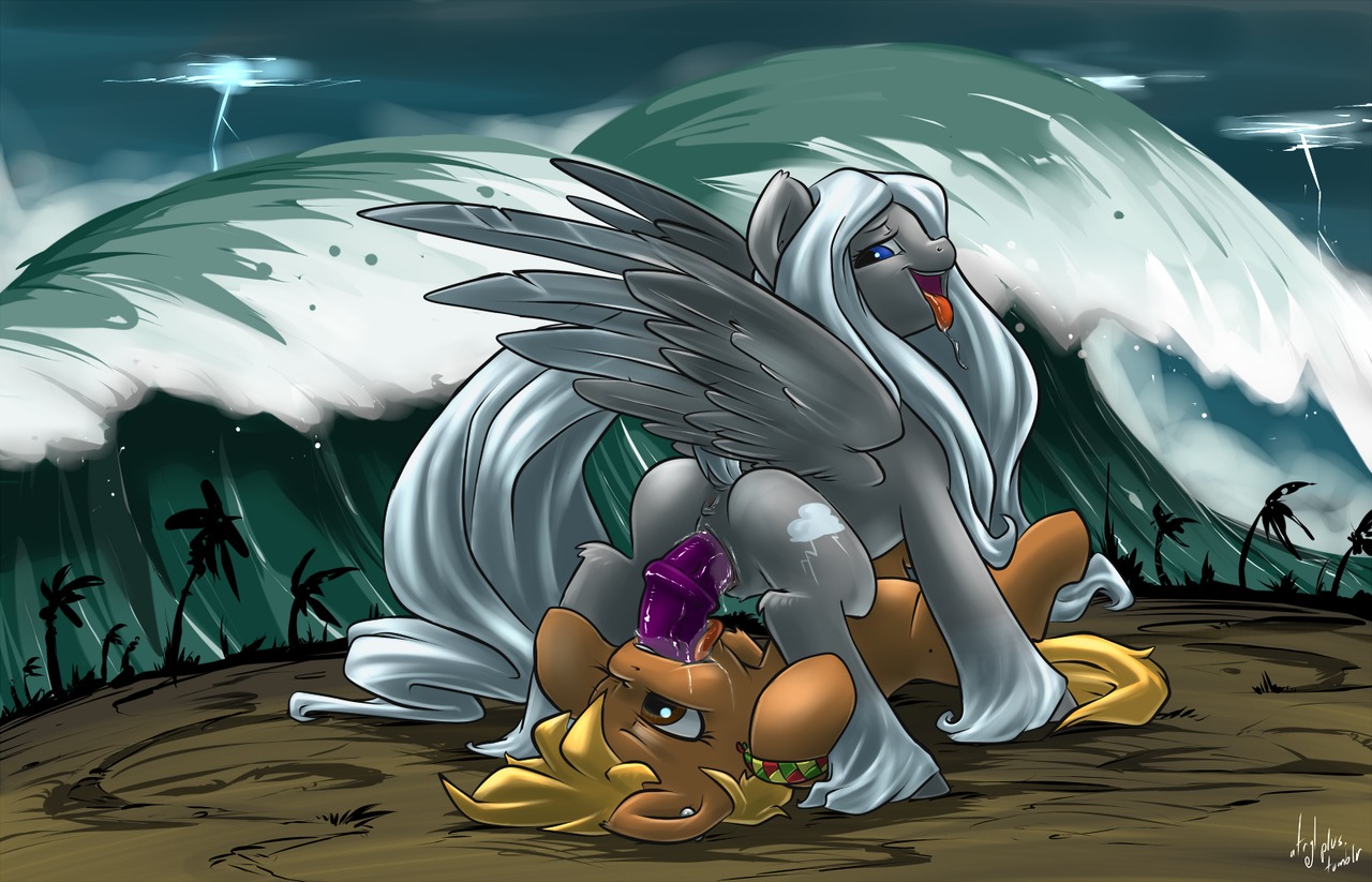 2012 anus atryl beach_ball_(character) blue_eyes brown_eyes cutie_mark digital_media_(artwork) dildo double_dildo duo e621 earth_pony electricity equid equine fan_character feathered_wings feathers female female/female feral feral_on_feral genitals hasbro horse lightning looking_back lying mammal masturbation my_little_pony mythological_creature mythological_equine mythology nude on_back one_eye_closed open_mouth oral oral_penetration outside palm_tree pegasus penetration plant pony quadruped sex sex_toy standing stormfront tail tongue tongue_out toying_each_other toying_partner toying_self tree vaginal vaginal_masturbation vulva water wave wings