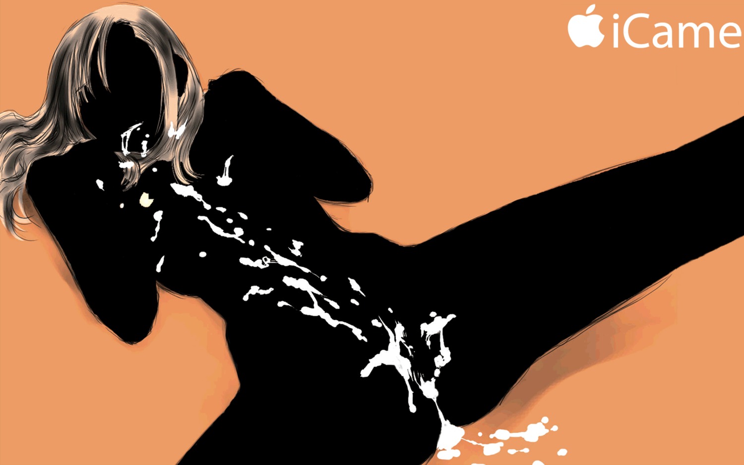 ass breasts copyright_request cum cum_in_mouth cum_inside cum_on_ass cum_on_body cum_on_breasts cum_on_chest cum_on_hair cum_on_lower_body cum_on_upper_body cumdrip digital_media_player female highres ipod ipod_ad kaieda_hiroshi parody rule34 silhouette solo wallpaper widescreen
