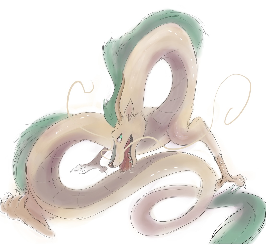 asian_mythology autofellatio bodily_fluids claws dragon drooling e621 east_asian_mythology eastern_dragon erection feral fur genitals ghibli green_body green_eyes green_fur haku_(spirited_away) harlem horn looking_at_viewer male masturbation mythological_creature mythological_scalie mythology oral oral_masturbation oral_penetration penetration penile penile_masturbation penis saliva scales scalie solo spirited_away tail teeth whiskers