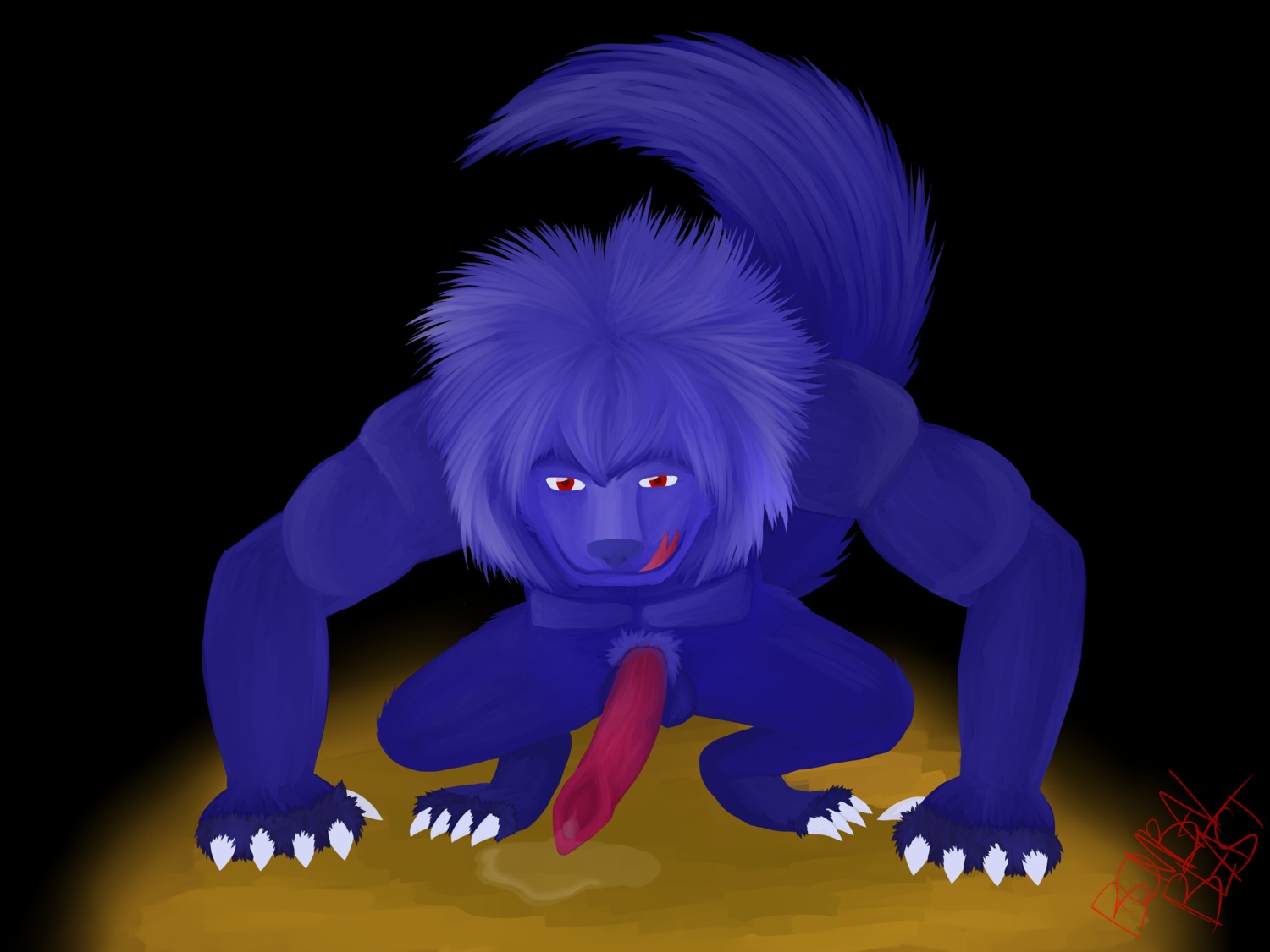 abs absurd_res akono anthro balls big_penis biped bombai bombai-beast claws e621 erection fur genitals hair hi_res horn looking_at_viewer male mane monster muscular muscular_anthro muscular_male nude penis pose smile solo tail thick_penis tongue vein