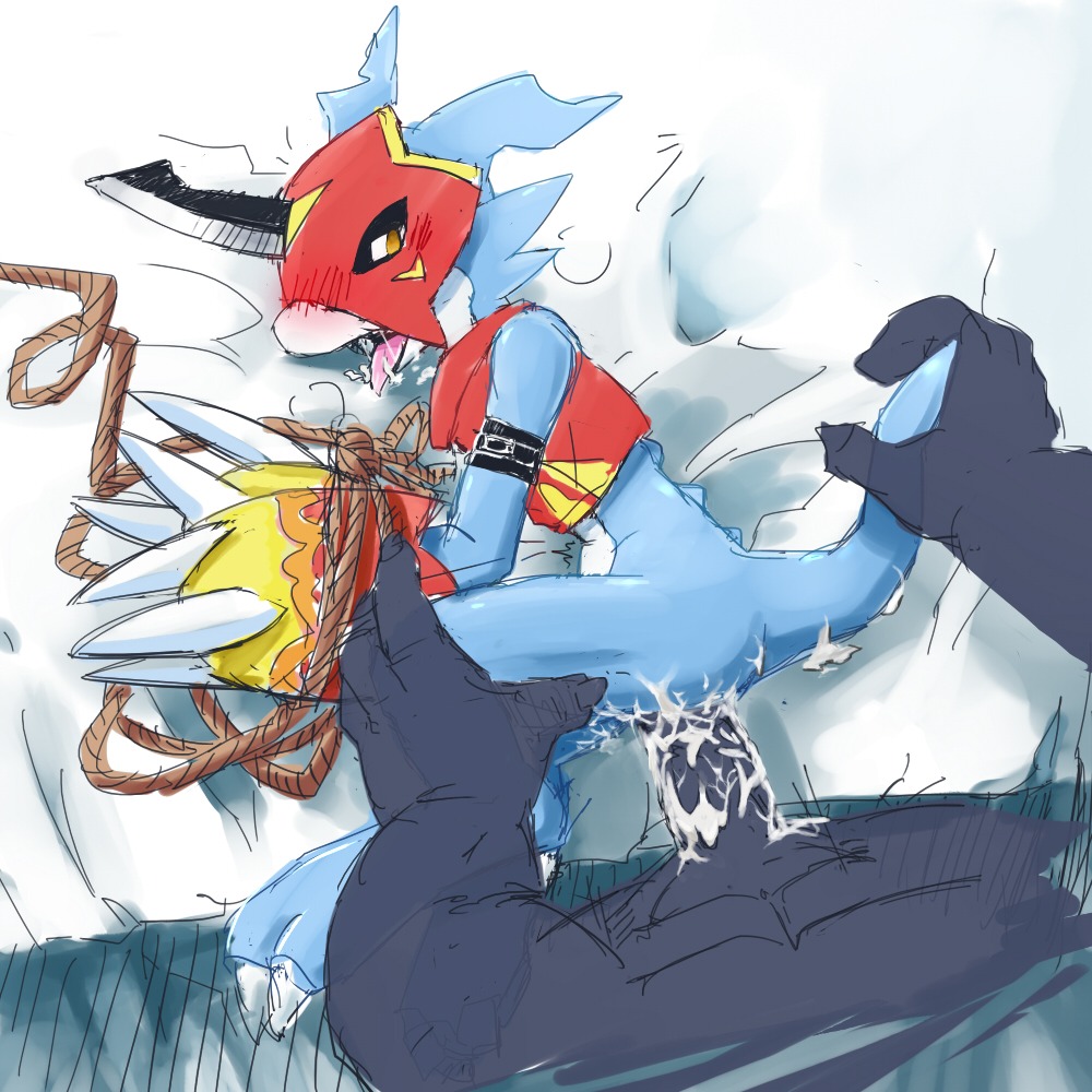 buggery color digimon flamedramon lying male male_only multiple_males on_side rule34 tagme