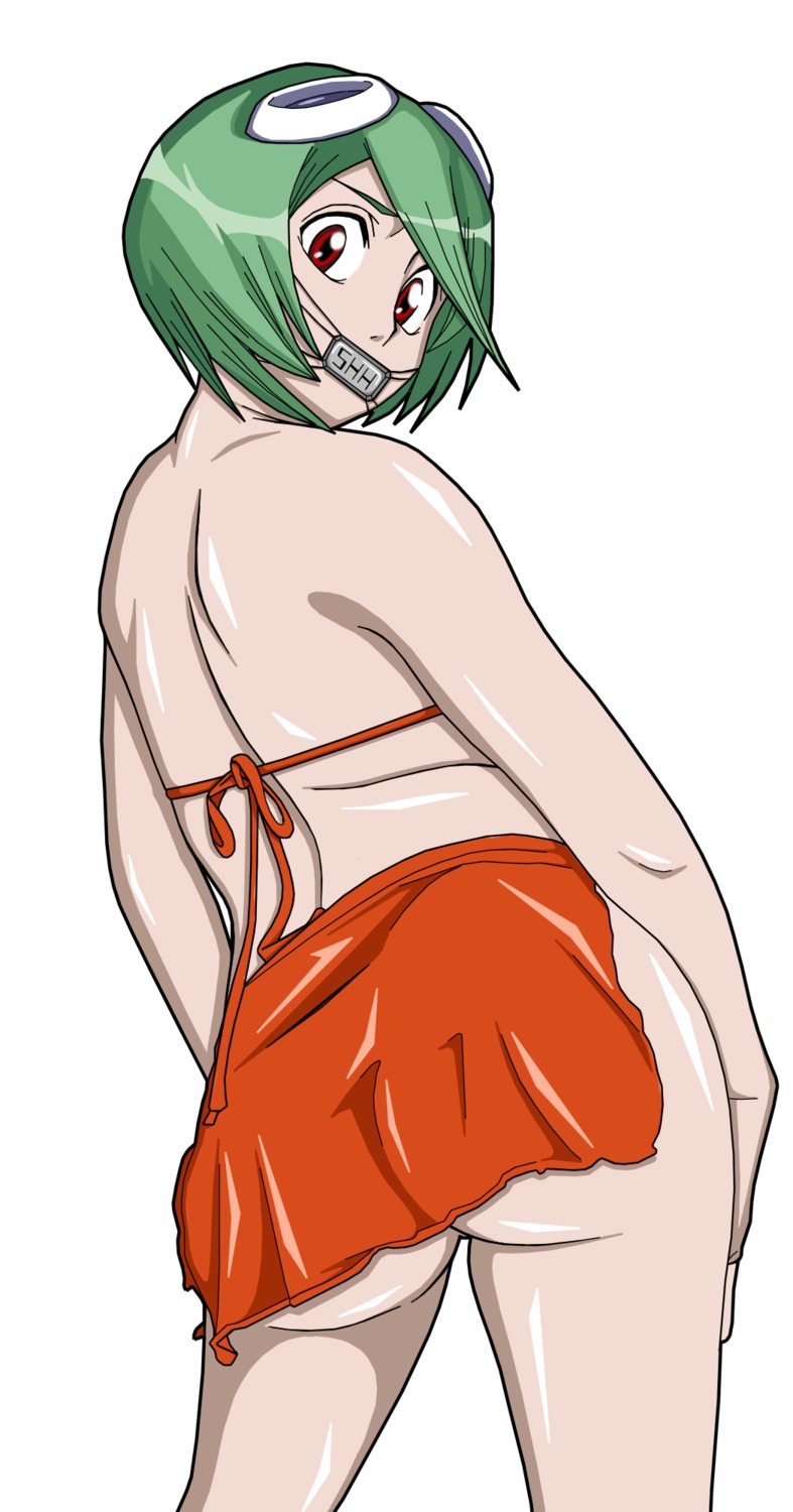 1girls bleach female female_only green_hair kuna_mashiro red_eyes rule34 short_hair solo visored
