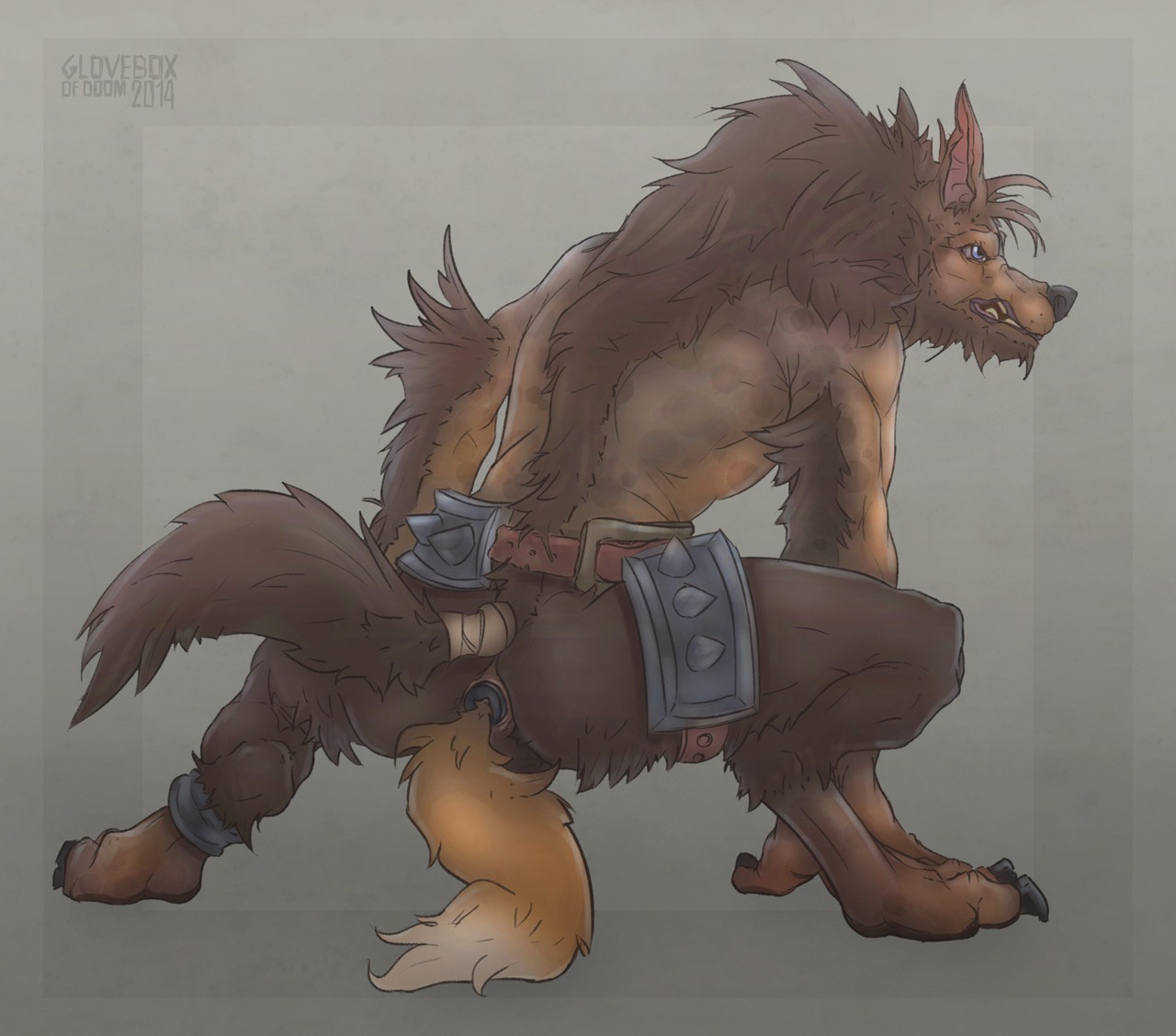 2014 accessory anal anal_penetration anthro athletic athletic_anthro athletic_male barefoot belt biped black_nose blue_eyes box_(gloveboxofdoom) brown_body brown_fur buttplug buttplug_tail canid canine canis claws crouching digitigrade e621 fake_tail feet fur furgonomics gloveboxofdoom grey_background legband male mammal mythological_canine mythological_creature mythology nude pawpads penetration plug_(sex_toy) raised_tail sex_toy simple_background solo spikes tail tail_accessory tailband toe_claws werecanid werecanine werecreature werewolf wolf
