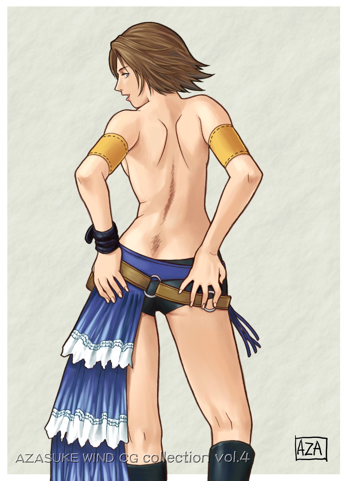 1girls 2d ass azasuke female female_only final_fantasy final_fantasy_x-2 highres rule34 solo solo_female yuna yuna_(gunner)
