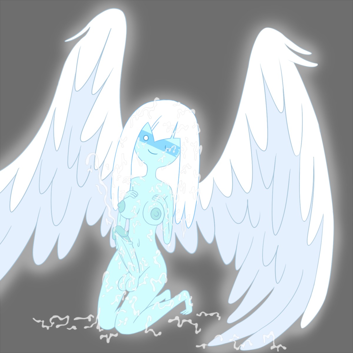 1girls adventure_time angel angel_wings balls cum cumming female full_circle futa_only futanari guardian_angel_(adventure_time) intersex penis rule34 solo_futa tagme testicles