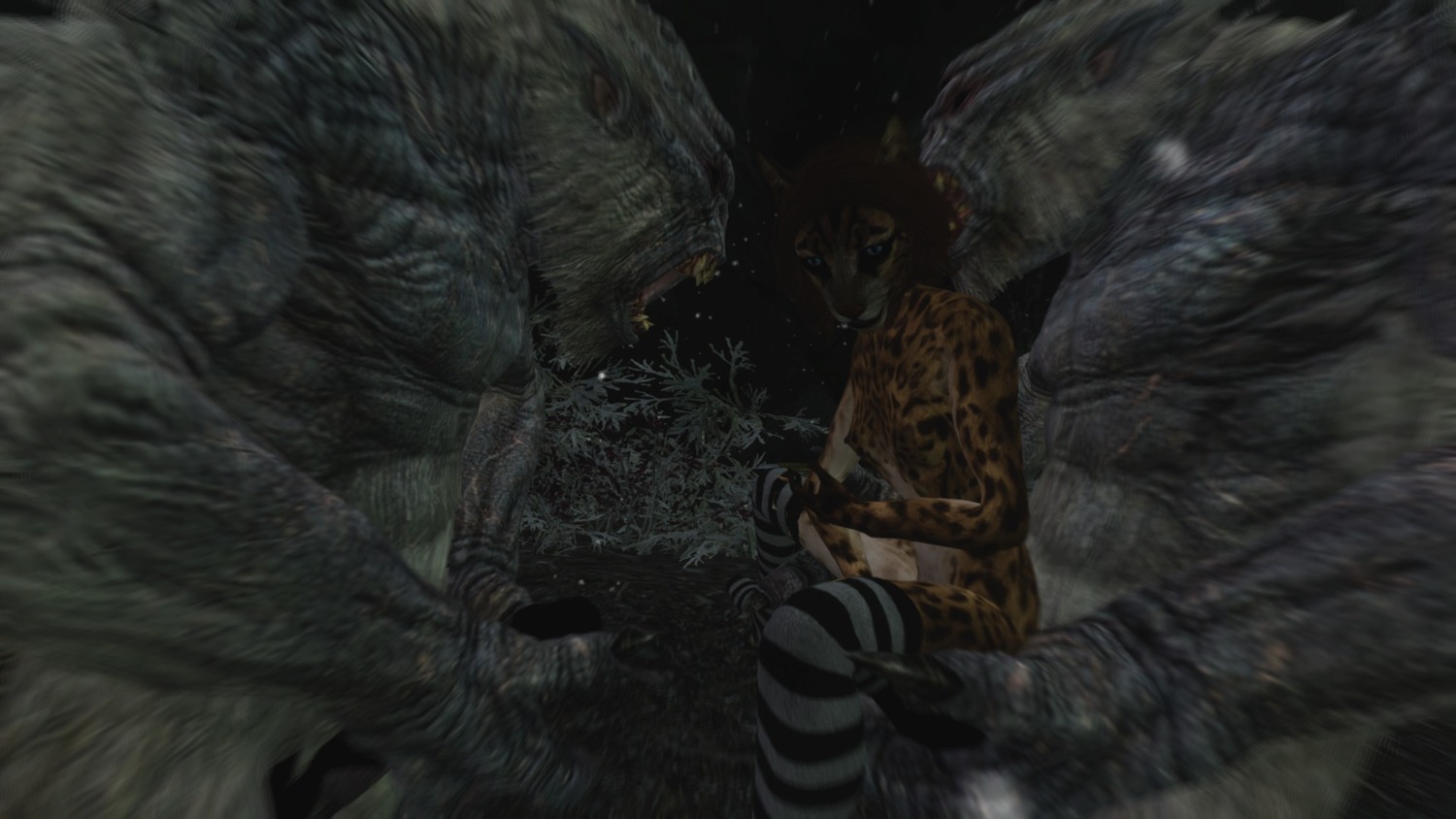 16:9 3d_(artwork) anthro bethesda_game_studios clothing digital_media_(artwork) discombobulation e621 felid female footwear forced frost_troll group hi_res khajiit legwear mammal microsoft rape screencap sex skyrim socks the_elder_scrolls troll_(mythology) troll_(the_elder_scrolls) widescreen