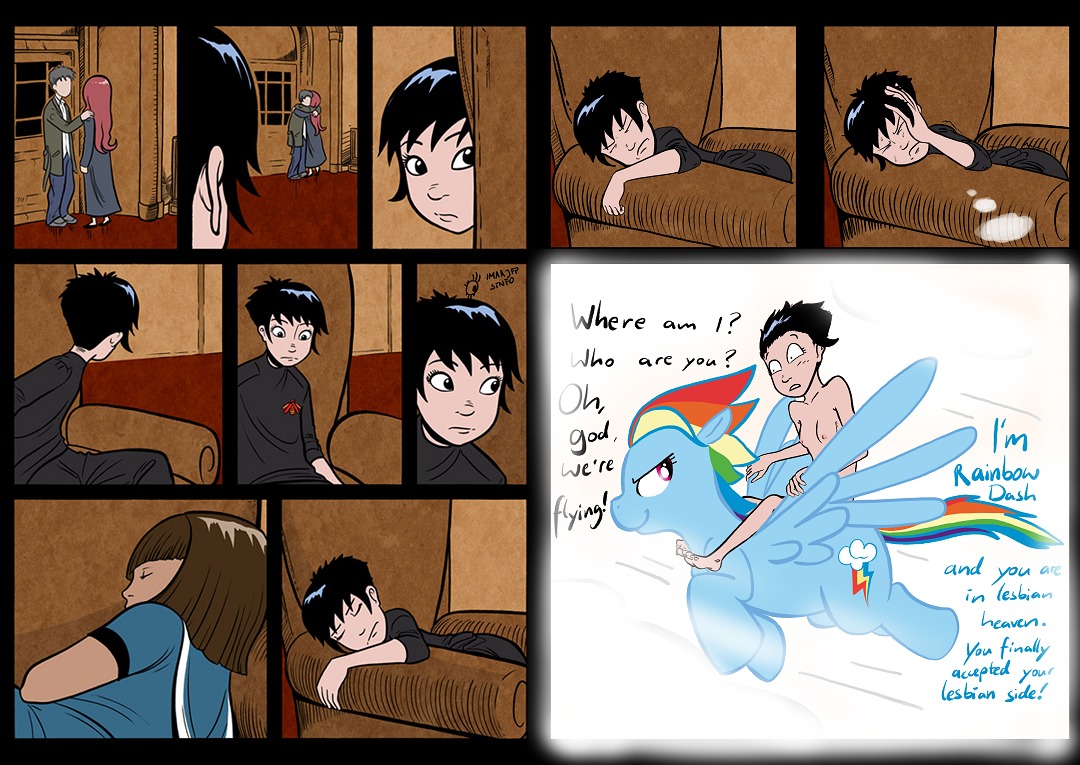 antimony_carver clothing comic female friendship_is_magic gunnerkrigg_court imaajfpstnfo jack_hyland katerina_donlan my_little_pony paz_cadena-blanco rainbow_dash_(mlp) rule34 smooth_skin webcomic