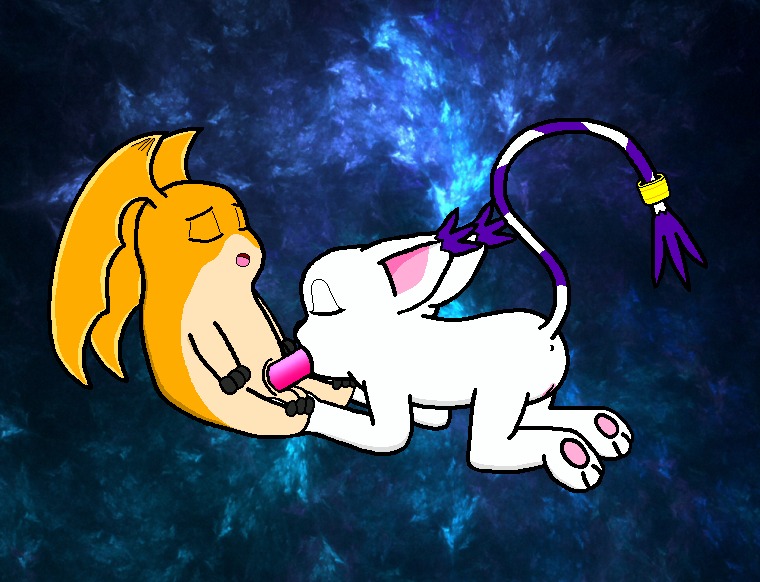 1boy 1girls angelgatomon_(artist) animal_penis anthro balls ballsack blowjob color digimon erection fellatio female fur furry gatomon interspecies male oral oral_sex patamon penis rule34 scrotum smooth_penis straight testicles toony